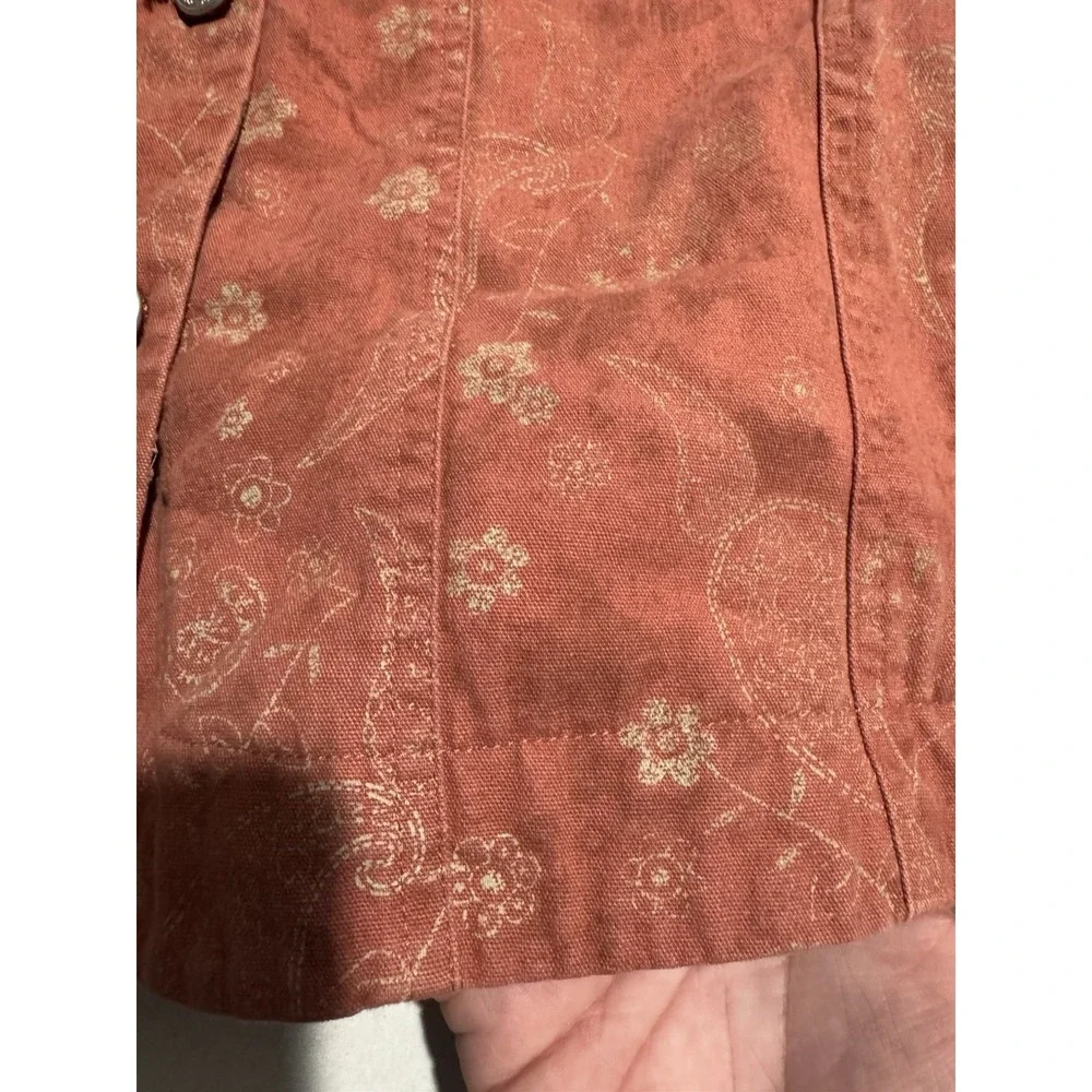 Cabela's Pink 100% Cotton, Floral AOP, Button Up Jacket,‎ Women's Large #1041